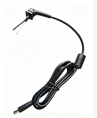 Right Angle DC Power Cable, DC Male Plug Power Cord with Ferrite Core, Bare End Tinned DC Power Supply Wire