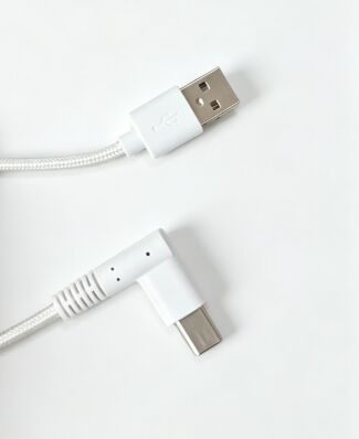 White Braided USB-A To 90-Degree Type-C Data Cable