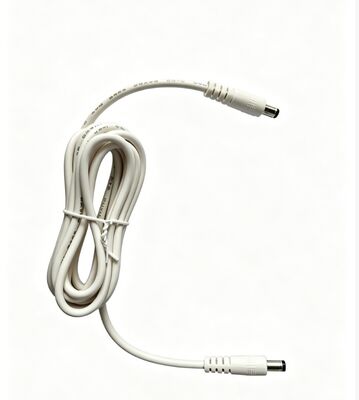 White DC Male To Male Extension Cable, 5.5×2.1mm DC Power Cord
