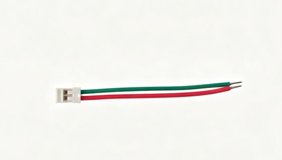 2P Male Connector Pigtail, Red & Green, Tinned Ends