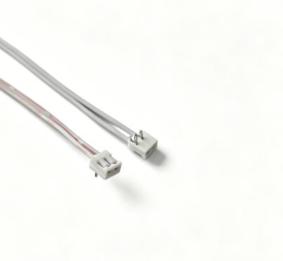 2P Right Angle Terminal Cable, 90° To Straight, Red-White & Pure White Ribbon, Male-Female Extension