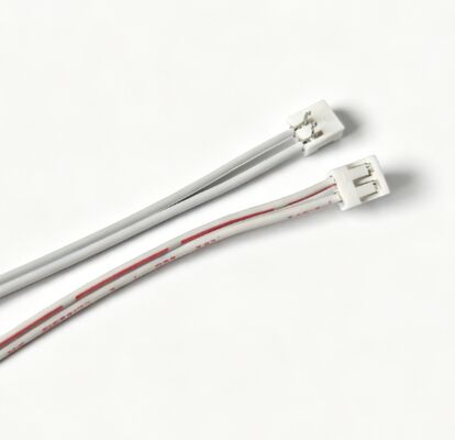 2P Right Angle Terminal Cable, 90° To Straight, Red-White & Pure White Ribbon, Male-Female Extension