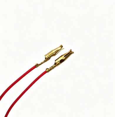 Brass Crimp Terminal Wire, Single-End Crimped, Red Pre-Stripped & Tinned Lead