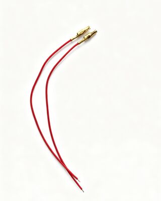 Brass Crimp Terminal Wire, Single-End Crimped, Red Pre-Stripped & Tinned Lead