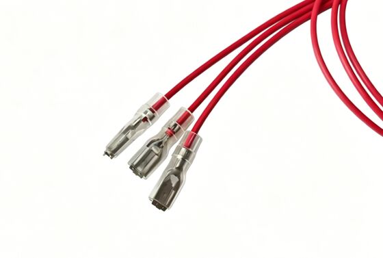4.8/6.3mm Crimp Spade Terminal Cable With Clear Insulating Sleeve, Red Lead