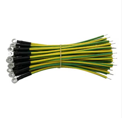 Pure Copper Fork Solder Insulated Grounding Wire 16AWG 1.0mm-2.5mm Green Yellow Jumper Cable Erminals Wire Harness Assembly