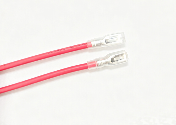 Custom 4.8 Spade Terminal Wiring Harness Red PVC Electrical Jumper Wire With Tinned Bare End