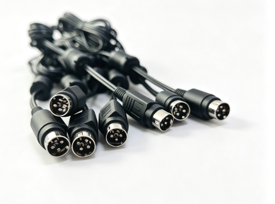 4 Pin DIN Male Power Cable With Ferrite Bead, DIY Soldering Connection Wire For Speaker Amplifier Equipment