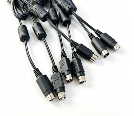 4 Pin DIN Male Power Cable With Ferrite Bead, DIY Soldering Connection Wire For Speaker Amplifier Equipment