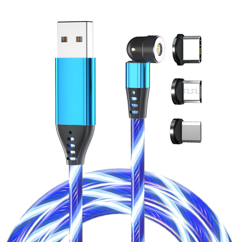 540 Rotation Luminous Magnetic Data Cable 3A Fast Charging & Data Transmission Phone Charger TPE Cord 3.3ft 6.6ft