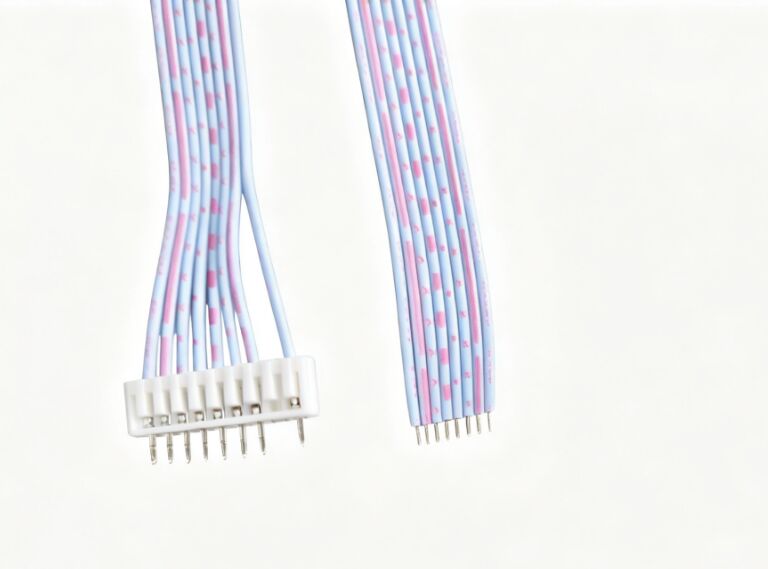 8P Blue-Pink Ribbon Cable, Single-End PH2.0 Connector Wire, Double-End Pre-Tinned Flat Cable, Electronic Wiring Harness