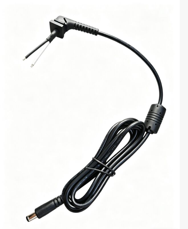 Right Angle DC Power Cable, DC Male Plug Power Cord with Ferrite Core, Bare End Tinned DC Power Supply Wire