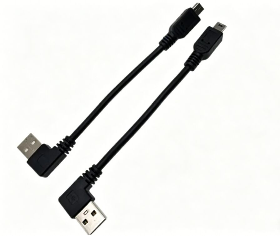 Custom USB A Male Left Angle 90 Degree To Straight Mini B Cable Assembly