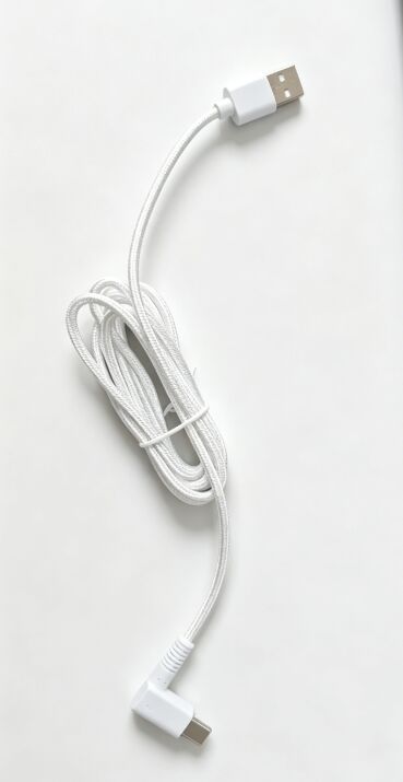 White Braided USB-A To 90-Degree Type-C Data Cable