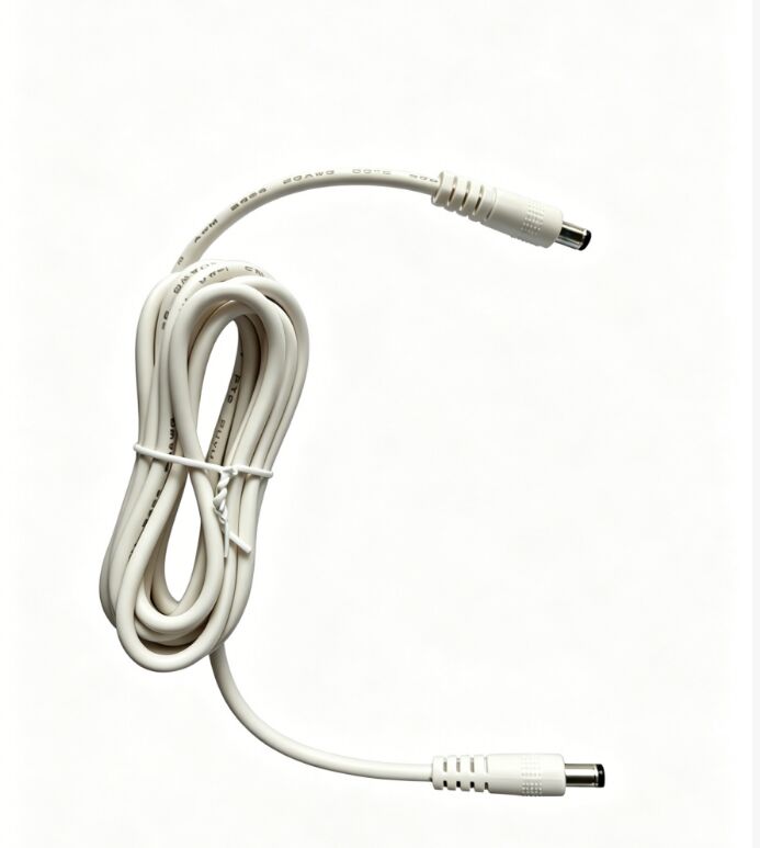 White DC Male To Male Extension Cable, 5.5×2.1mm DC Power Cord