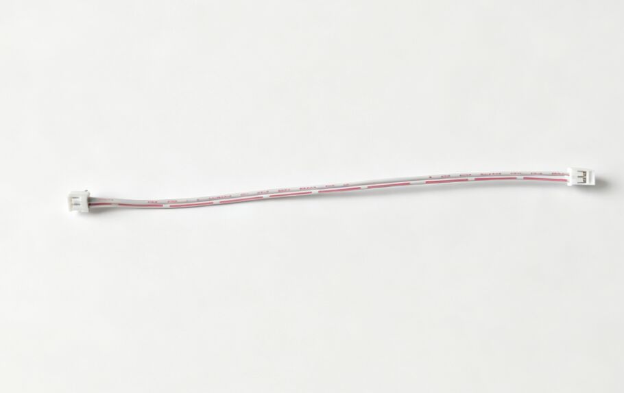 2P Right Angle Terminal Cable, 90° To Straight, Red-White & Pure White Ribbon, Male-Female Extension