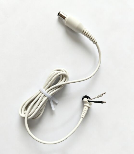 5.5*2.1/2.5mm DC Power Pigtail Cable, White Male Plug To Pre-Crimped Terminals