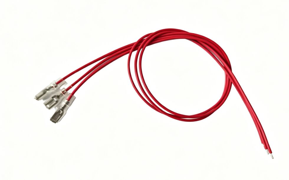 4.8/6.3mm Crimp Spade Terminal Cable With Clear Insulating Sleeve, Red Lead