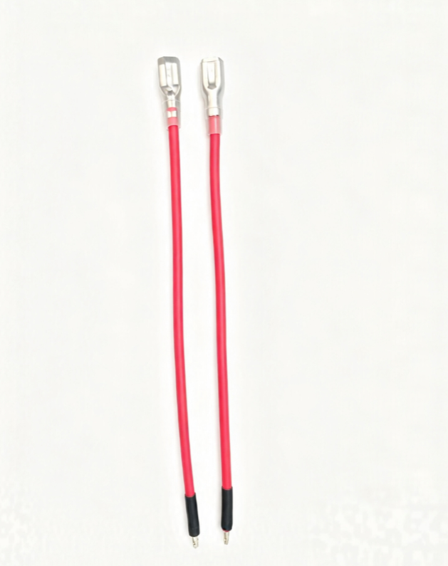 Custom 4.8 Spade Terminal Wiring Harness Red PVC Electrical Jumper Wire With Tinned Bare End